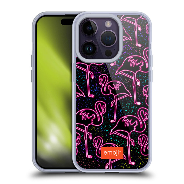 emoji® Neon Flamingo Soft Gel Case for Apple iPhone 14 Pro