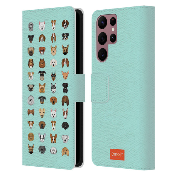 emoji® Dogs Breeds Leather Book Wallet Case Cover For Samsung Galaxy S22 Ultra 5G