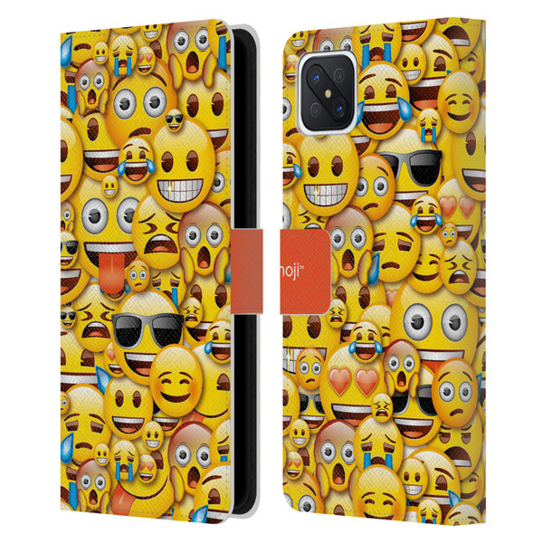 emoji® Full Patterns Smileys Leather Book Wallet Case Cover For OPPO Reno4 Z 5G