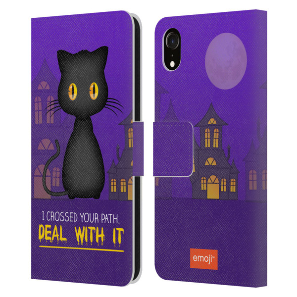 emoji® Halloween Parodies Black Cat Leather Book Wallet Case Cover For Apple iPhone XR