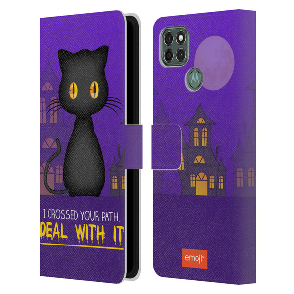emoji® Halloween Parodies Black Cat Leather Book Wallet Case Cover For Motorola Moto G9 Power