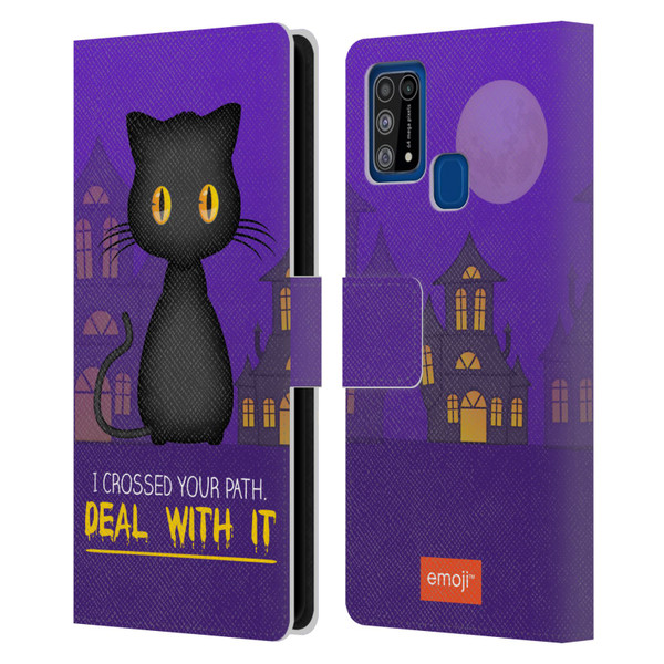 emoji® Halloween Parodies Black Cat Leather Book Wallet Case Cover For Samsung Galaxy M31 (2020)