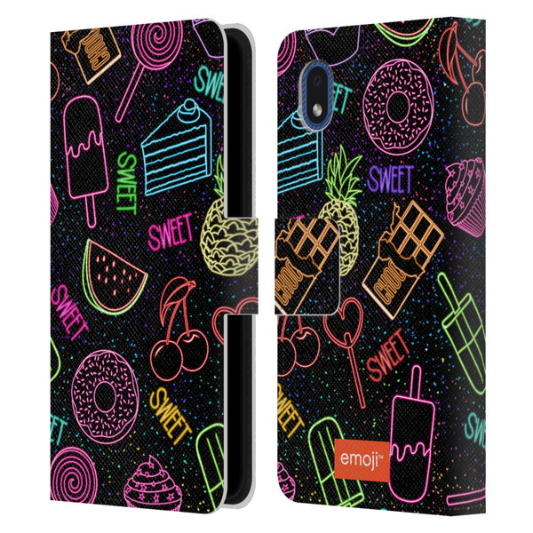 emoji® Neon Sweet Leather Book Wallet Case Cover For Samsung Galaxy A01 Core (2020)