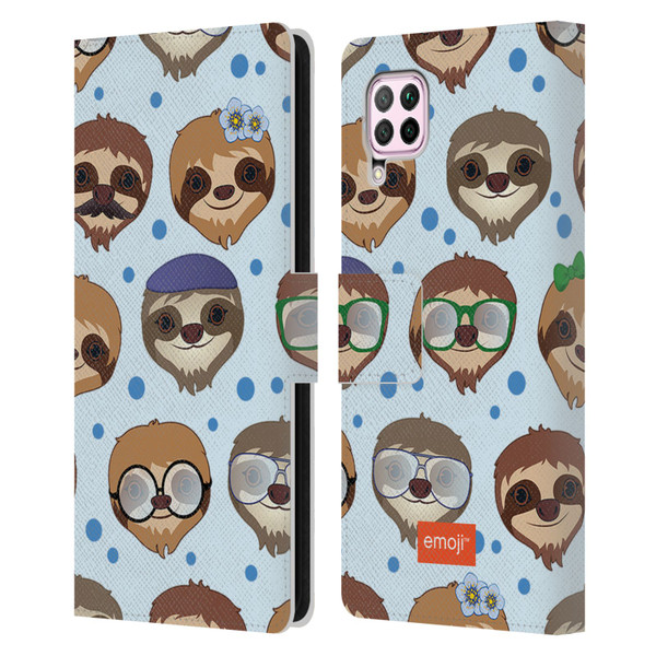 emoji® Sloth Pattern Leather Book Wallet Case Cover For Huawei Nova 6 SE / P40 Lite
