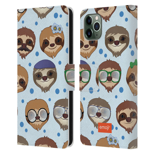 emoji® Sloth Pattern Leather Book Wallet Case Cover For Apple iPhone 11 Pro Max