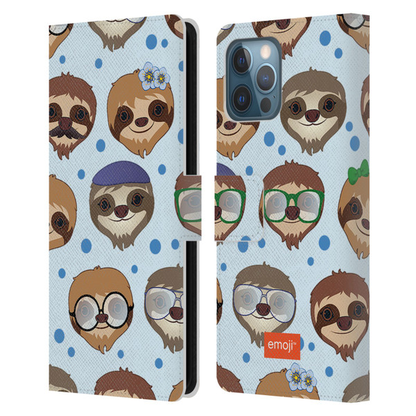 emoji® Sloth Pattern Leather Book Wallet Case Cover For Apple iPhone 12 Pro Max