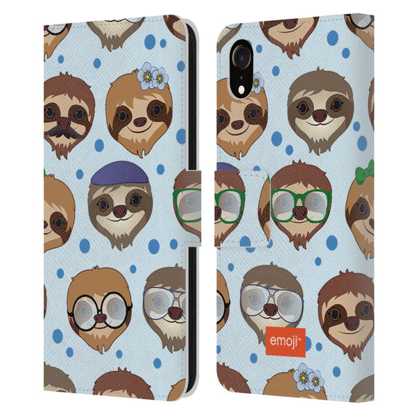 emoji® Sloth Pattern Leather Book Wallet Case Cover For Apple iPhone XR