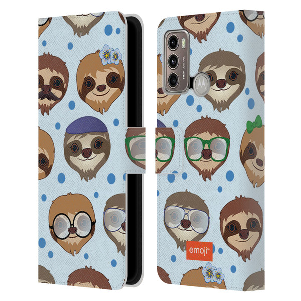 emoji® Sloth Pattern Leather Book Wallet Case Cover For Motorola Moto G60 / Moto G40 Fusion