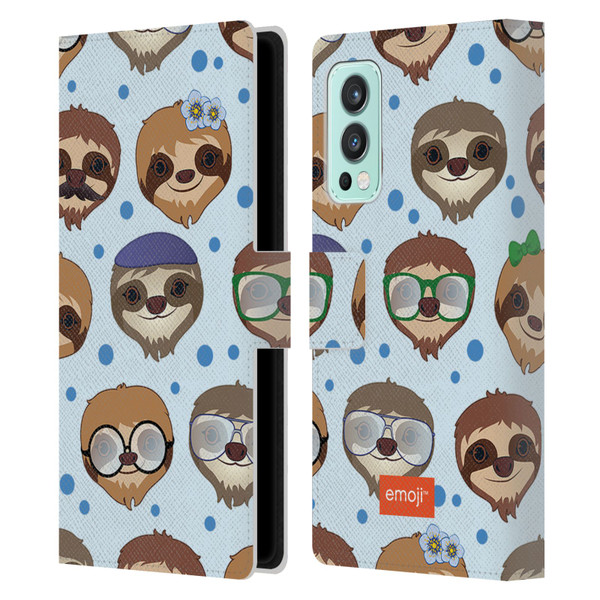 emoji® Sloth Pattern Leather Book Wallet Case Cover For OnePlus Nord 2 5G