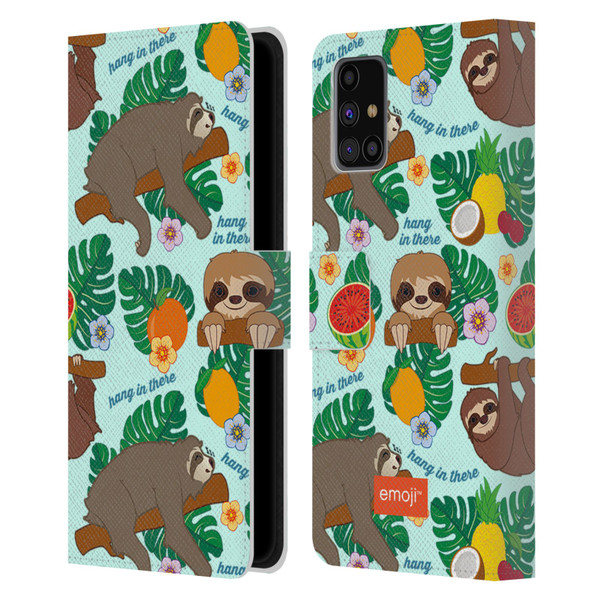emoji® Sloth Tropical Leather Book Wallet Case Cover For Samsung Galaxy M31s (2020)