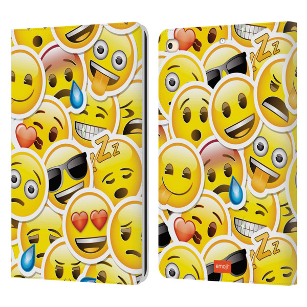 emoji® Smileys Stickers Leather Book Wallet Case Cover For Apple iPad 9.7 2017 / iPad 9.7 2018