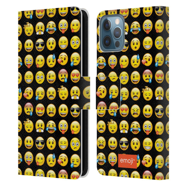 emoji® Smileys Pattern Leather Book Wallet Case Cover For Apple iPhone 12 / iPhone 12 Pro