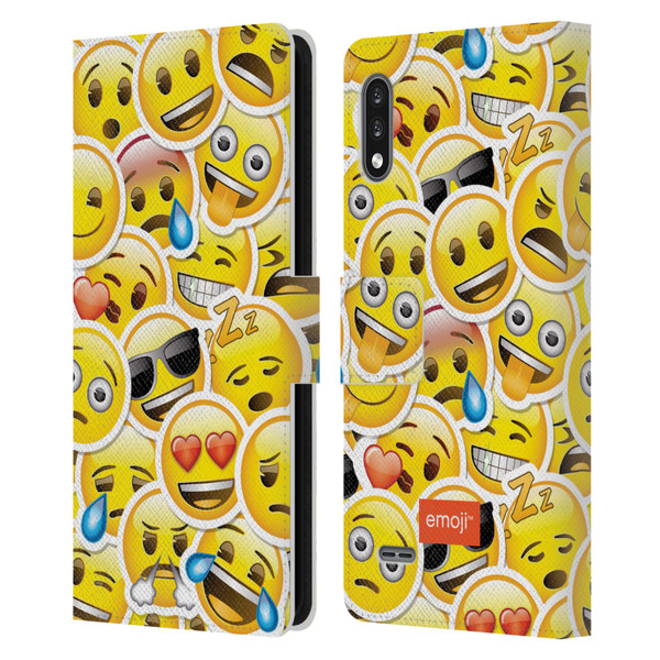 emoji® Smileys Stickers Leather Book Wallet Case Cover For LG K22
