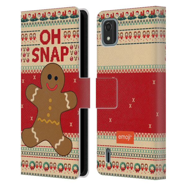 emoji® Ugly Christmas Gingerbread Leather Book Wallet Case Cover For Nokia C2 2nd Edition
