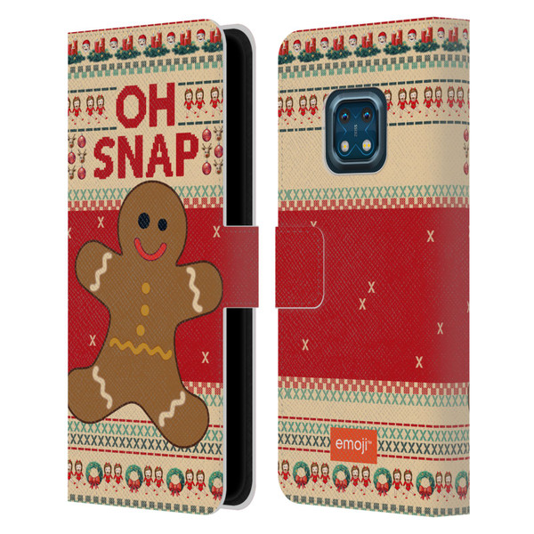 emoji® Ugly Christmas Gingerbread Leather Book Wallet Case Cover For Nokia XR20