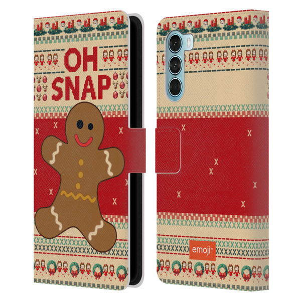 emoji® Ugly Christmas Gingerbread Leather Book Wallet Case Cover For Motorola Edge S30 / Moto G200 5G