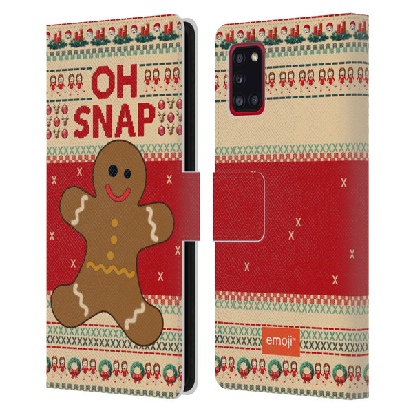 emoji® Ugly Christmas Gingerbread Leather Book Wallet Case Cover For Samsung Galaxy A31 (2020)