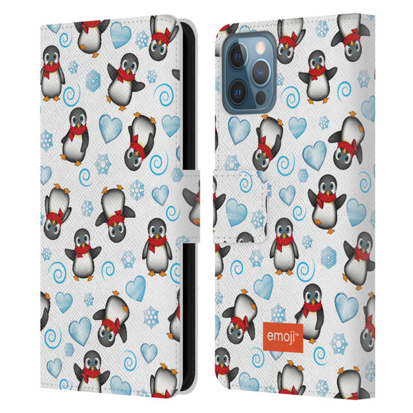 emoji® Winter Wonderland Penguins Leather Book Wallet Case Cover For Apple iPhone 12 / iPhone 12 Pro