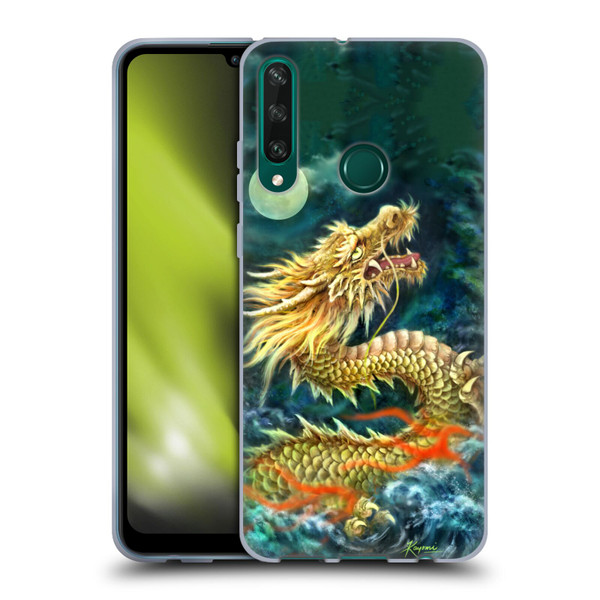 Kayomi Harai Animals And Fantasy Asian Dragon In The Moon Soft Gel Case for Huawei Y6p