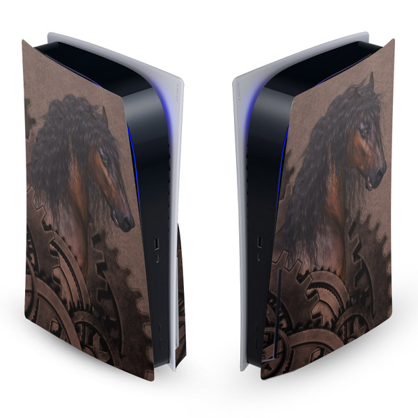 Simone Gatterwe Steampunk Horse Mechanical Gear Vinyl Sticker Skin Decal Cover for Sony PS5 Disc Edition Console