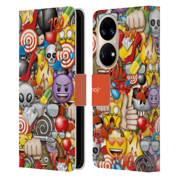 emoji® Full Patterns Assorted Leather Book Wallet Case Cover For Huawei P50