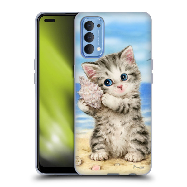 Kayomi Harai Animals And Fantasy Seashell Kitten At Beach Soft Gel Case for OPPO Reno 4 5G