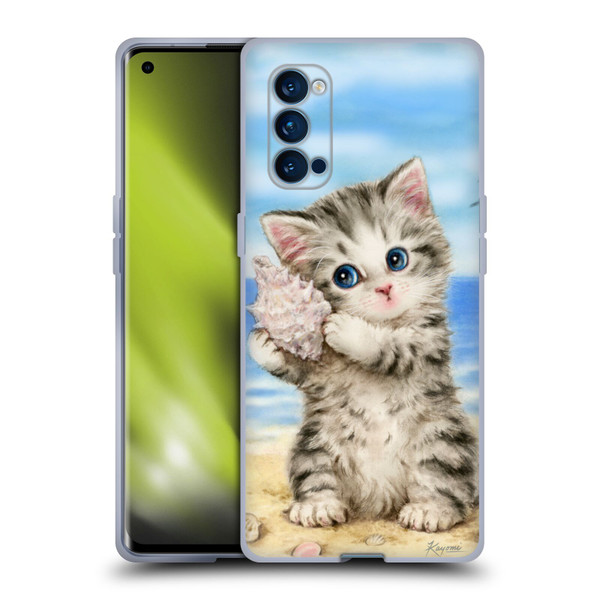 Kayomi Harai Animals And Fantasy Seashell Kitten At Beach Soft Gel Case for OPPO Reno 4 Pro 5G