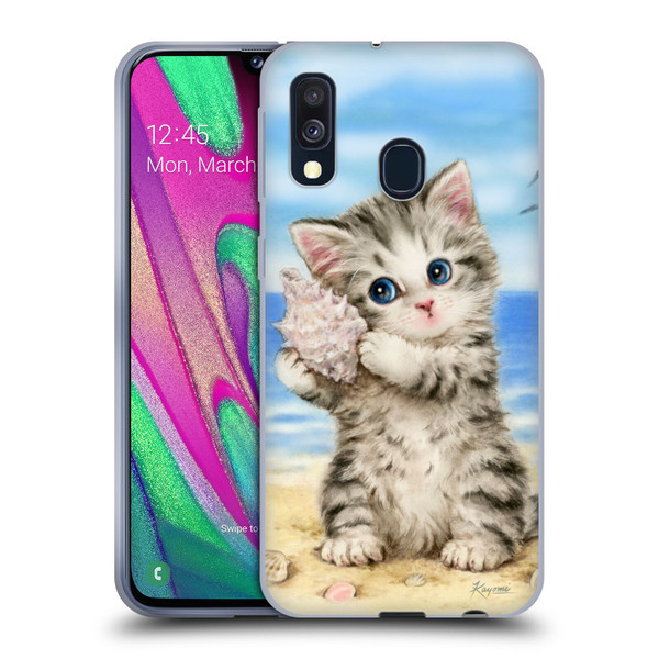 Kayomi Harai Animals And Fantasy Seashell Kitten At Beach Soft Gel Case for Samsung Galaxy A40 (2019)
