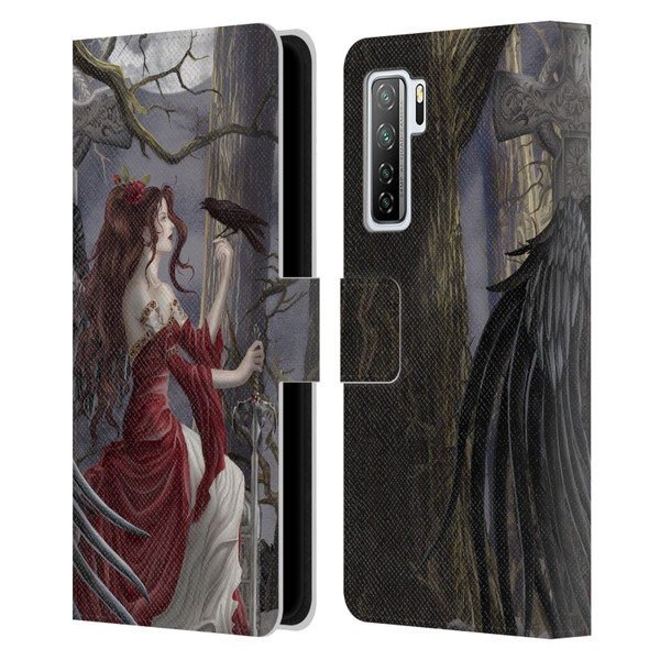 Nene Thomas Deep Forest Dark Angel Fairy With Raven Leather Book Wallet Case Cover For Huawei Nova 7 SE/P40 Lite 5G