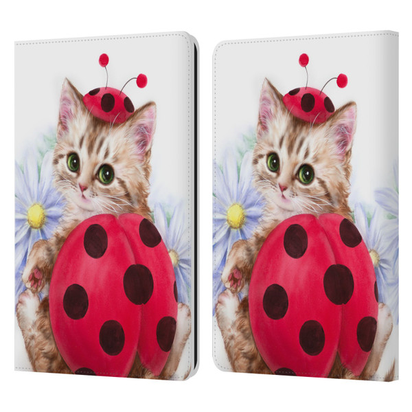 Kayomi Harai Animals And Fantasy Kitten Cat Lady Bug Leather Book Wallet Case Cover For Amazon Kindle Paperwhite 1 / 2 / 3