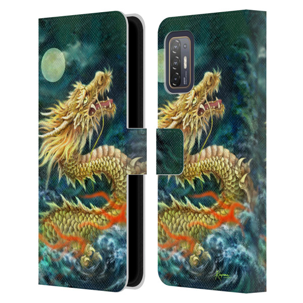 Kayomi Harai Animals And Fantasy Asian Dragon In The Moon Leather Book Wallet Case Cover For HTC Desire 21 Pro 5G