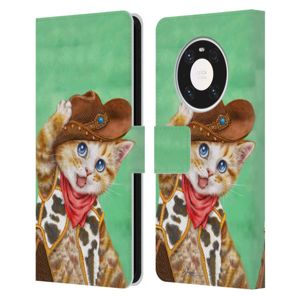 Kayomi Harai Animals And Fantasy Cowboy Kitten Leather Book Wallet Case Cover For Huawei Mate 40 Pro 5G