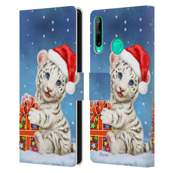 Kayomi Harai Animals And Fantasy White Tiger Christmas Gift Leather Book Wallet Case Cover For Huawei P40 lite E