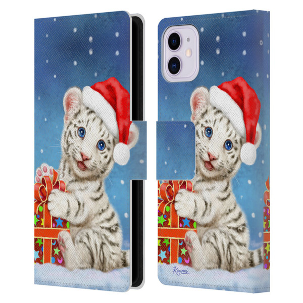 Kayomi Harai Animals And Fantasy White Tiger Christmas Gift Leather Book Wallet Case Cover For Apple iPhone 11