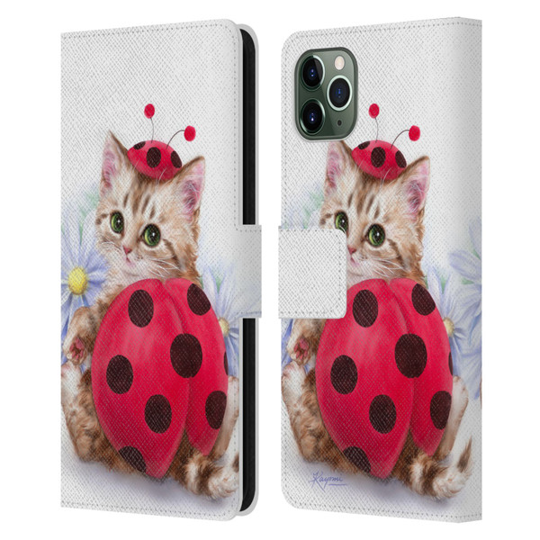 Kayomi Harai Animals And Fantasy Kitten Cat Lady Bug Leather Book Wallet Case Cover For Apple iPhone 11 Pro Max