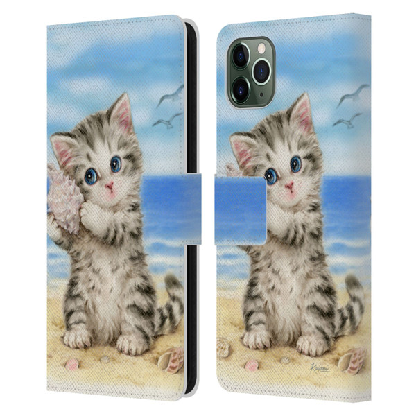 Kayomi Harai Animals And Fantasy Seashell Kitten At Beach Leather Book Wallet Case Cover For Apple iPhone 11 Pro Max