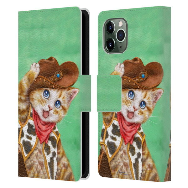 Kayomi Harai Animals And Fantasy Cowboy Kitten Leather Book Wallet Case Cover For Apple iPhone 11 Pro