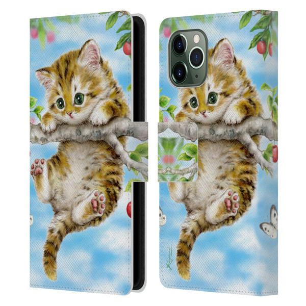 Kayomi Harai Animals And Fantasy Cherry Tree Kitten Leather Book Wallet Case Cover For Apple iPhone 11 Pro
