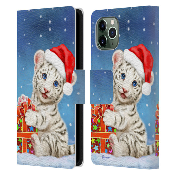 Kayomi Harai Animals And Fantasy White Tiger Christmas Gift Leather Book Wallet Case Cover For Apple iPhone 11 Pro