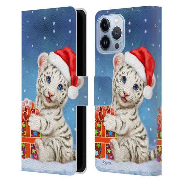 Kayomi Harai Animals And Fantasy White Tiger Christmas Gift Leather Book Wallet Case Cover For Apple iPhone 13 Pro Max