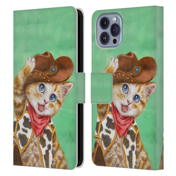 Kayomi Harai Animals And Fantasy Cowboy Kitten Leather Book Wallet Case Cover For Apple iPhone 14