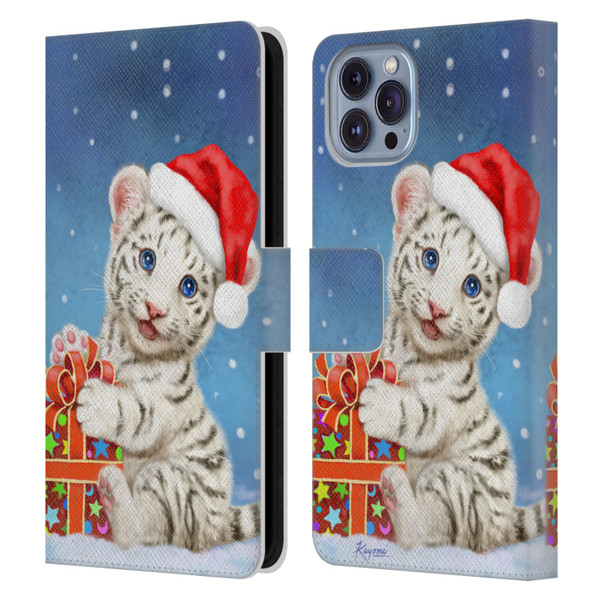 Kayomi Harai Animals And Fantasy White Tiger Christmas Gift Leather Book Wallet Case Cover For Apple iPhone 14
