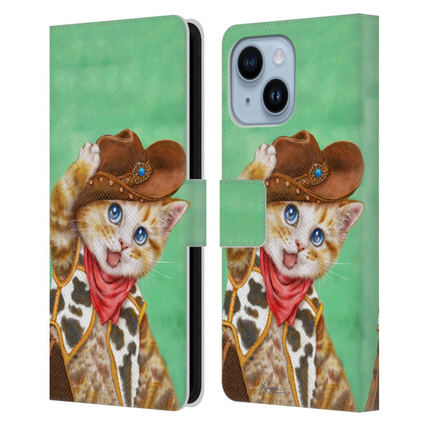 Kayomi Harai Animals And Fantasy Cowboy Kitten Leather Book Wallet Case Cover For Apple iPhone 14 Plus