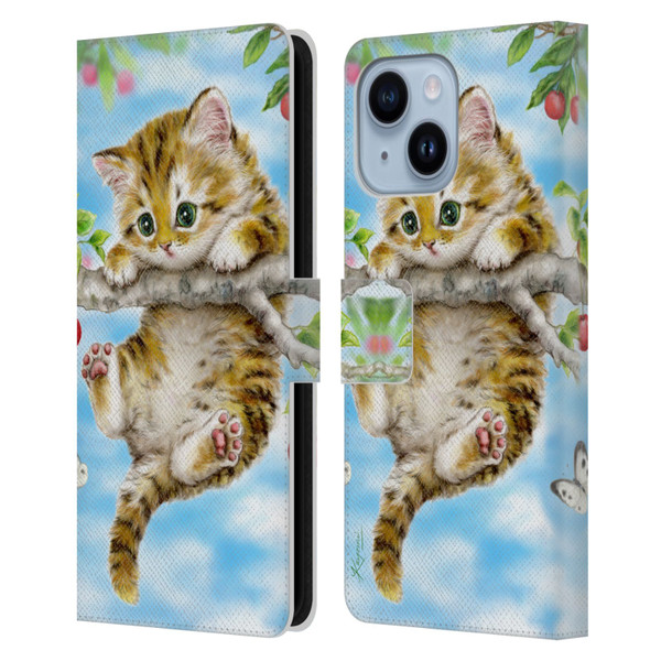 Kayomi Harai Animals And Fantasy Cherry Tree Kitten Leather Book Wallet Case Cover For Apple iPhone 14 Plus