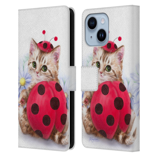 Kayomi Harai Animals And Fantasy Kitten Cat Lady Bug Leather Book Wallet Case Cover For Apple iPhone 14 Plus