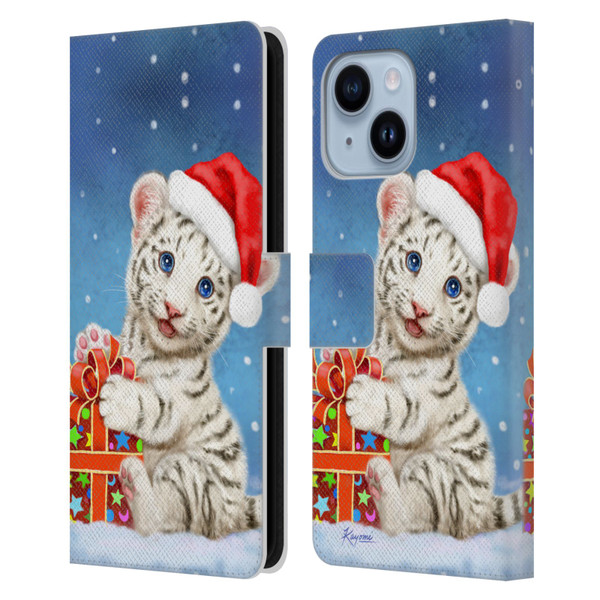 Kayomi Harai Animals And Fantasy White Tiger Christmas Gift Leather Book Wallet Case Cover For Apple iPhone 14 Plus