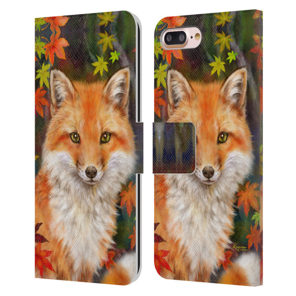 Kayomi Harai Animals And Fantasy Fox With Autumn Leaves Leather Book Wallet Case Cover For Apple iPhone 7 Plus / iPhone 8 Plus