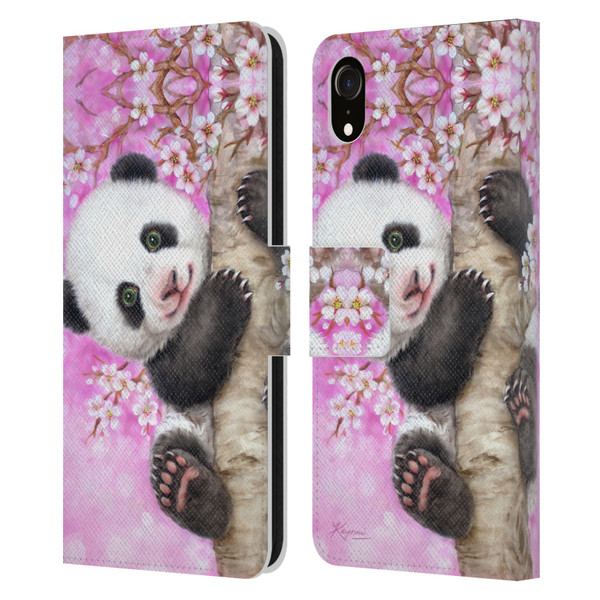 Kayomi Harai Animals And Fantasy Cherry Blossom Panda Leather Book Wallet Case Cover For Apple iPhone XR