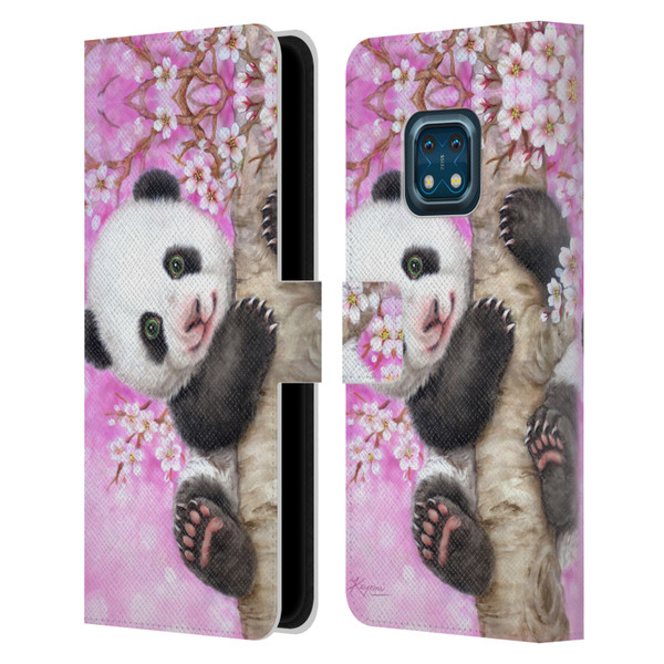 Kayomi Harai Animals And Fantasy Cherry Blossom Panda Leather Book Wallet Case Cover For Nokia XR20