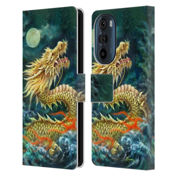 Kayomi Harai Animals And Fantasy Asian Dragon In The Moon Leather Book Wallet Case Cover For Motorola Edge 30